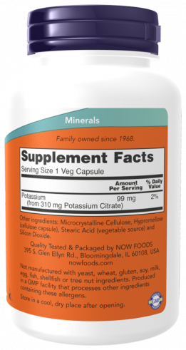 NOW Potassium Citrate, Цитрат калия, 180 капсул