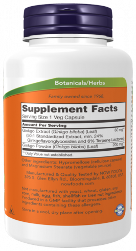 NOW Ginkgo Biloba, Гинкго Плюс, 240 капсул